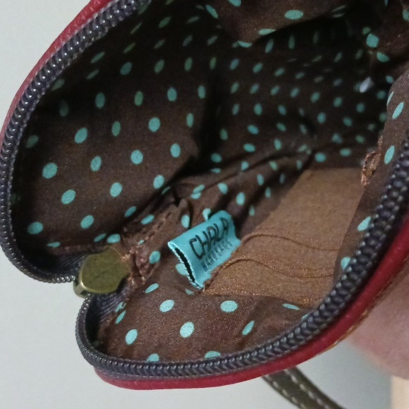 Chala Cellphone Bee Crossbody Bag Burgundy Vegan Leather - Picture 7 of 13